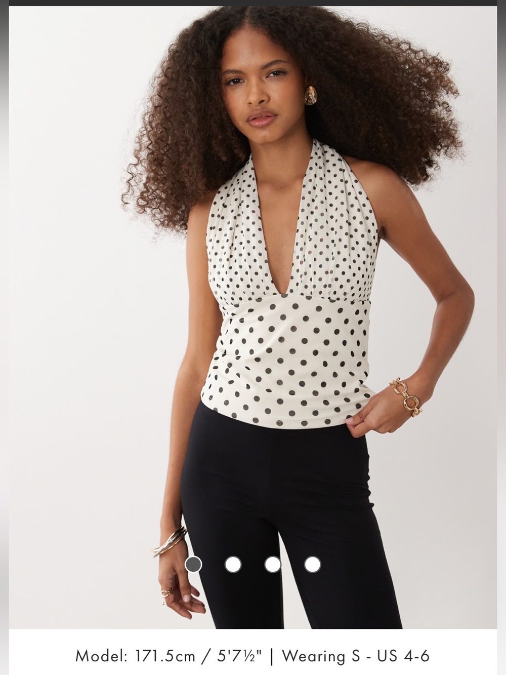Abercrombie Sleeveless Polka Dot Halter Top - White/Black in Small